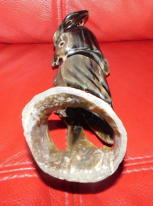 Sculptures & Statues: Seltene Eule, geschnitztes Horn, Handmade, H 30 cm – D'occasion à Villnachern par Niggo0 2