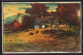 Handgemalt sign. Carl O. Arends: Wohnhau