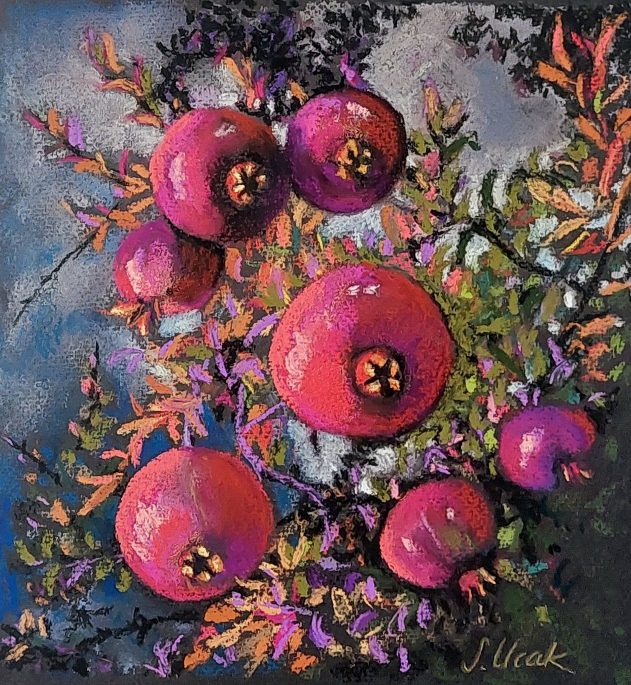 Dipinti: Original! Pastellbild " Unter ein.Granatapfelbaum" signiert. – Nuovo e nell'imballaggio originale da Ostermundigen venduto da LorisHome