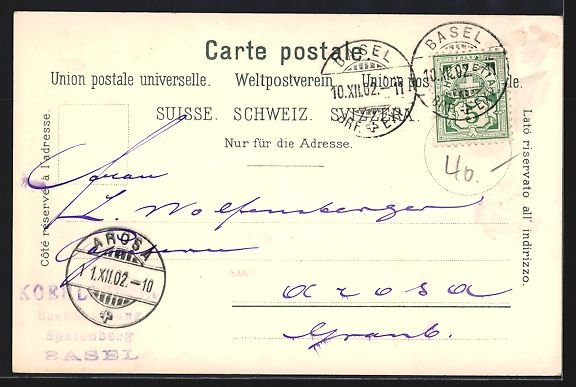 Cartes postales: Litho Basel, Gross-Basel und die Fähre, – D'occasion à Berlin par bartko-reher 1