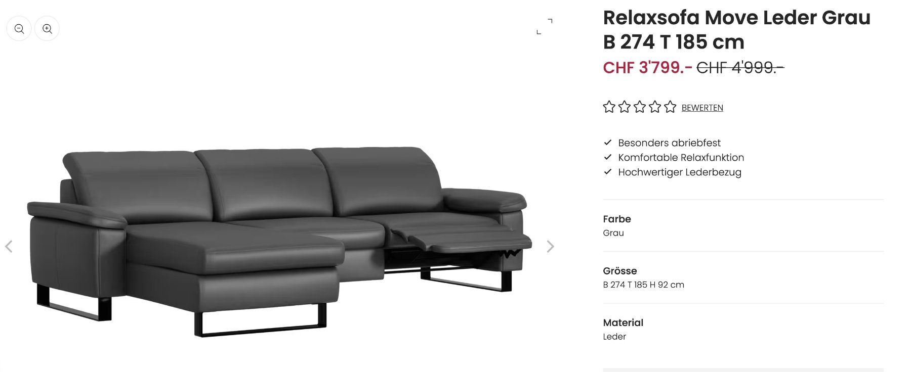 Livique Divani: Graues Ledersofa – Usato da Bern venduto da pasc62 1