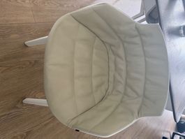 6 Esszimmerstühle Leder beige, Gestell weiss