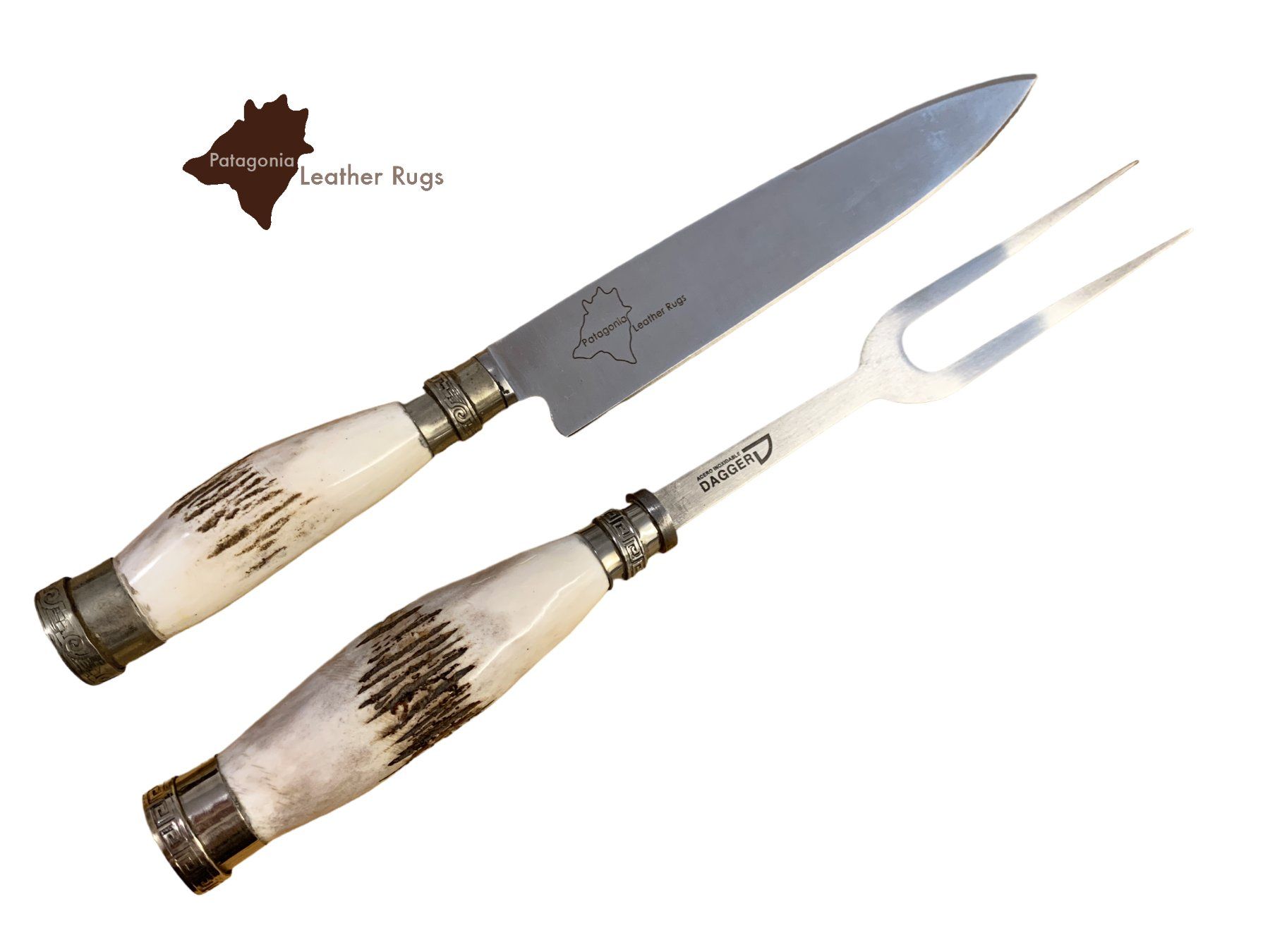 Bestecksets: Tranchierset mit Fleischmesser und Fleischgabel Hirschgeweih – Neu und originalverpackt aus Arbedo von patagonialeatherrugs 1