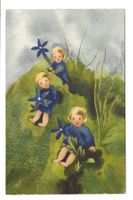 Künstlerin: Mili Weber No 145 - Blumenkinder mit Enzian 1932