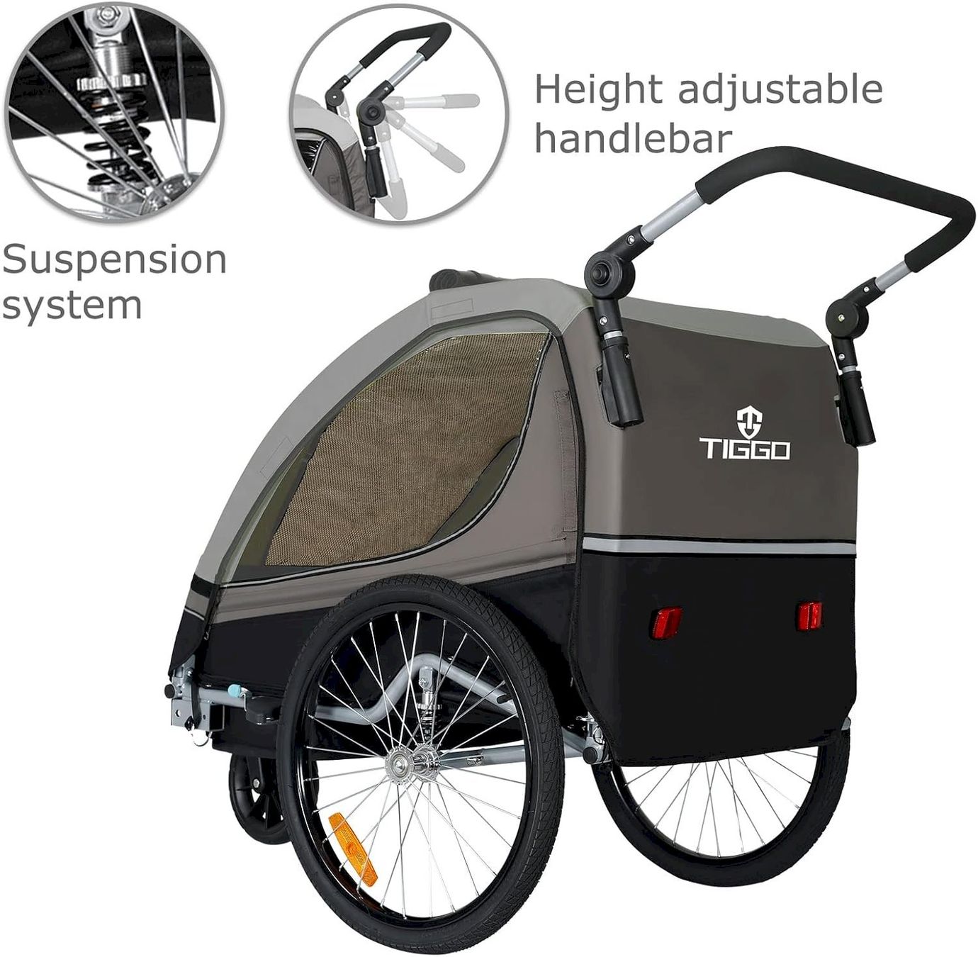 Veloanhänger: TIGGO Kinderanhänger + Federung Grau – Neu und originalverpackt aus Bottighofen von zaap 3