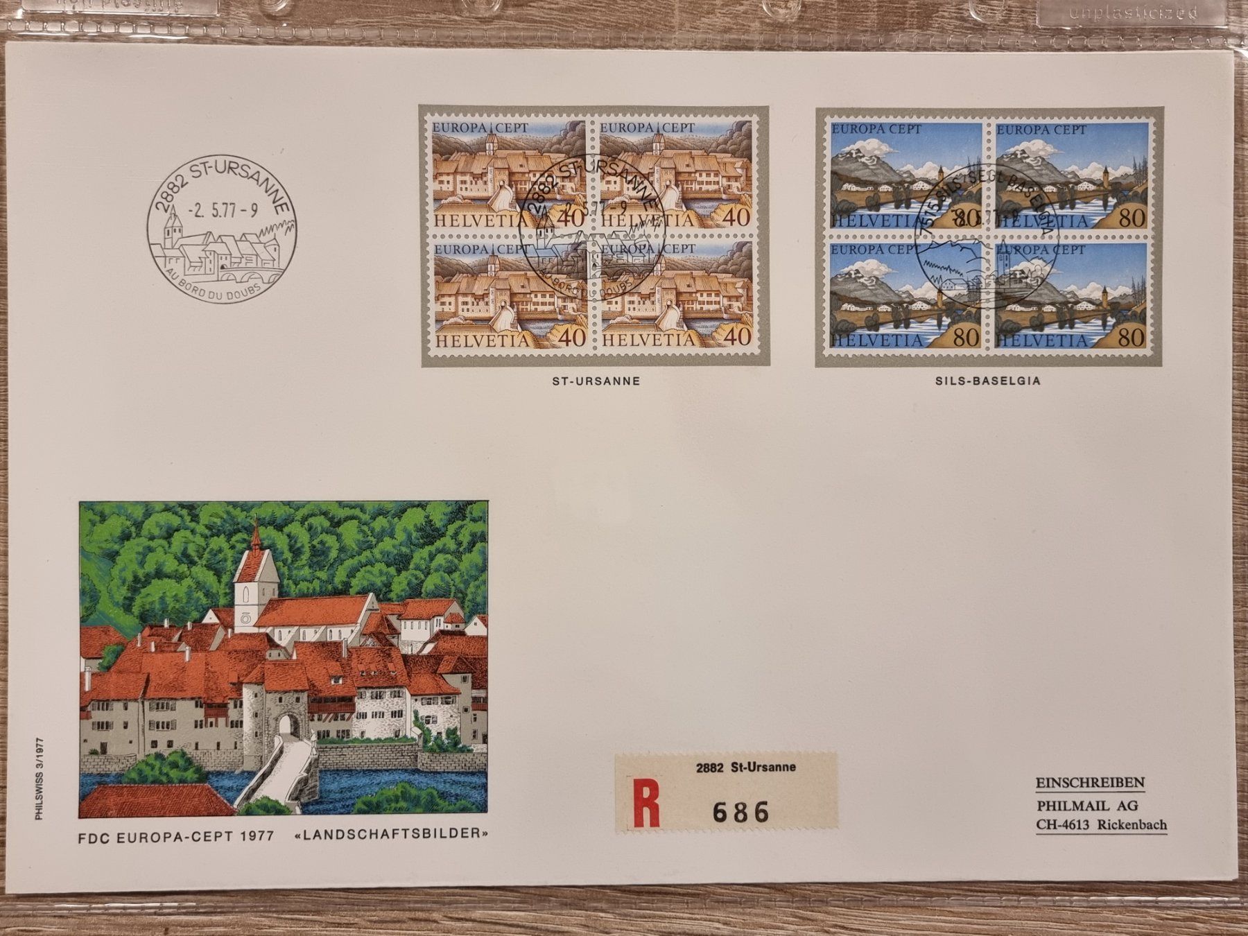 Tutti i francobolli: 4 Gross-FDC CH 1977 - 4 Serien - Ersttagsstempel – Usato da Buchen venduto da Jonny58 4
