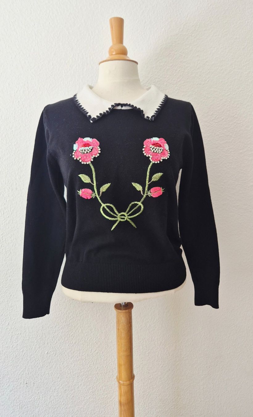 Pullover & Sweatshirts: PULLOVER PULLI S 36 STRASSSTEINE STICKEREI PAILETTEN TOP – Gebraucht aus Elsau von the-colorful-side 5