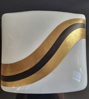 Rosenthal Vase weiss, golden handbemalt, Helmut Drexler