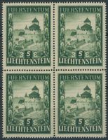 FL - 1952 - Schloss Vaduz - Viererblock - postfrisch **