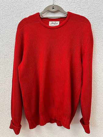 Vintage John Laing Merinopullover Rundhals Grösse L Rot