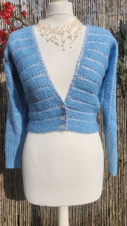 Jaquette/Boléro artisanale, couleur bleu