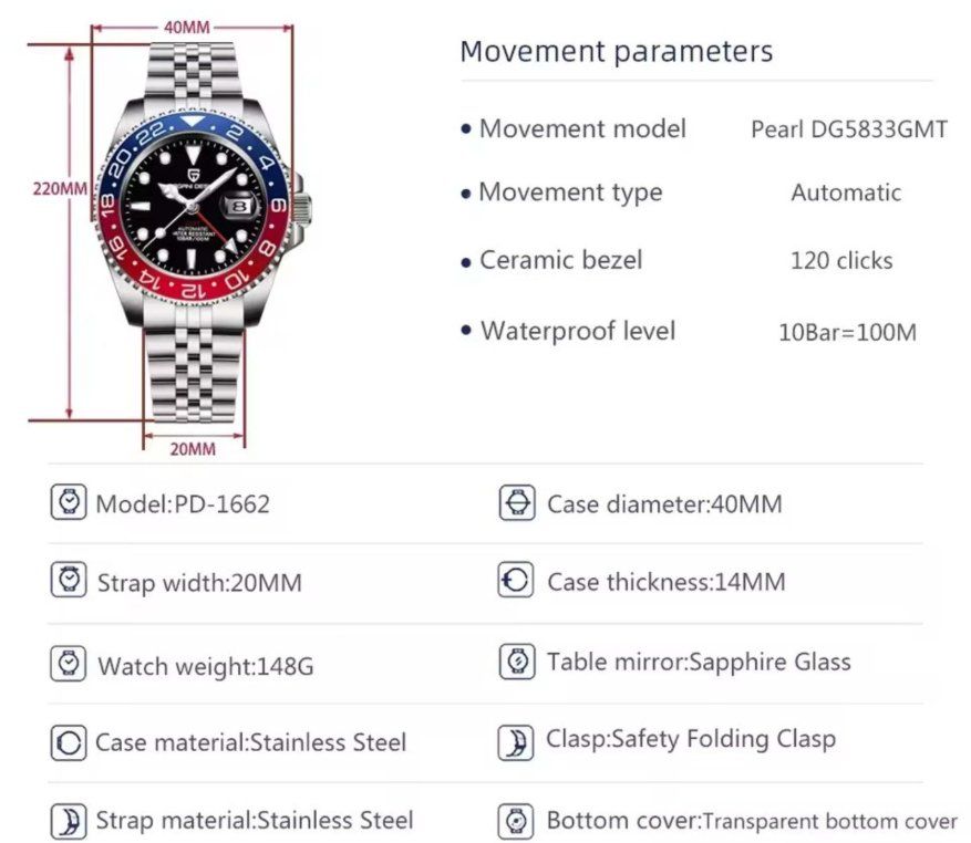 Pagani Design Uhren: Pagani GMT Master II Pepsi Design Automatik – Neu und originalverpackt aus Rümlang von ron2000 4
