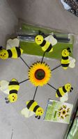 Sommerliches Windspiel mit Sonnenblume und Bienen, Neu!