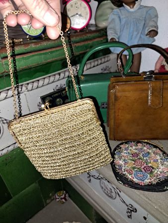Vintage Goldene Handtasche, Goldfaden,  