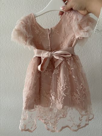 Mädchen Kleid Rosa 12 Monate mit Schleife