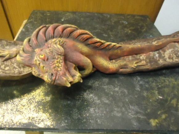 Statuette: Leguane Figur aus Holz auf Baum Blatt – Usato da Zürich venduto da liquidation-cobra 3
