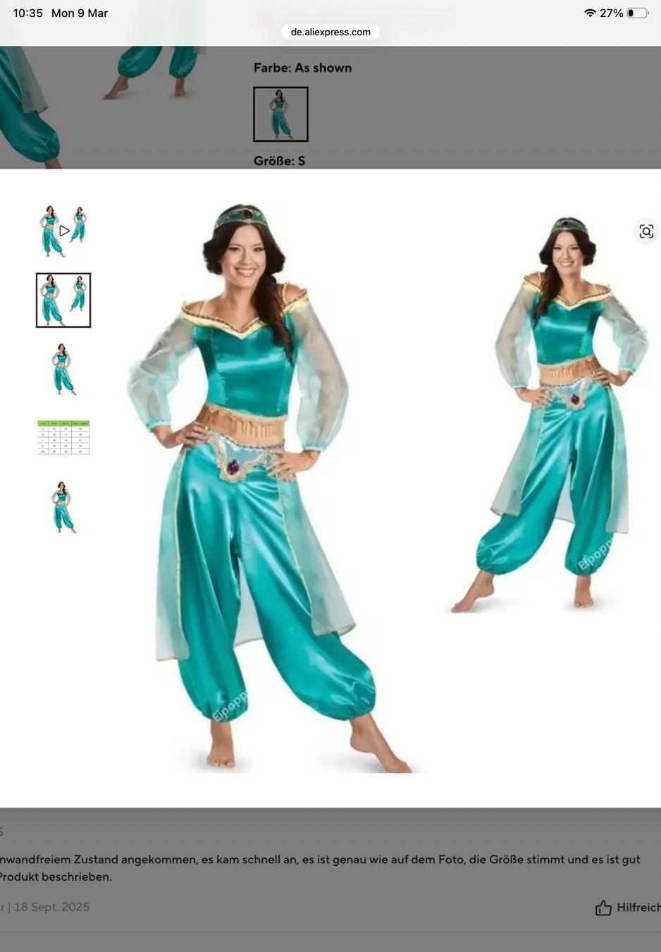 Costumi: Jasmine from Aladdin costume New – Nuovo e nell'imballaggio originale da Füllinsdorf venduto da MaiiaM 2