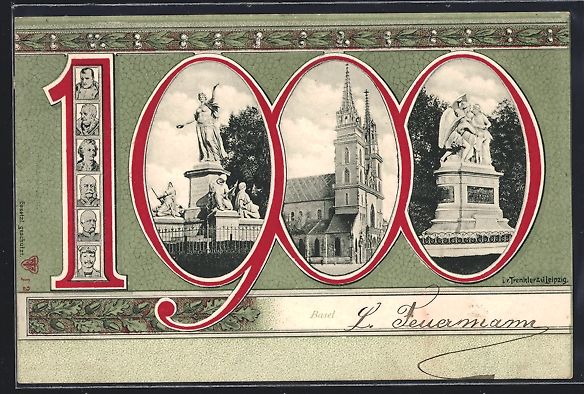 Ansichtskarten: Litho Basel, Kirche, Denkmal und Napoleo – Gebraucht aus Berlin von bartko-reher