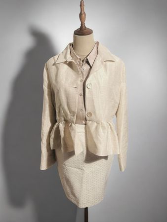 NAF NAF Rock Beige Jacquard Glanz FANTAISIE Gr. EU 32/ FR 34