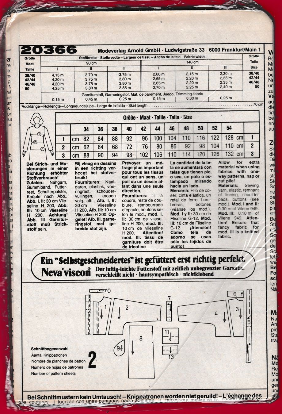 Cartamodelli: NEUE MODE SCHNITTMUSTER, M 20 366 – Usato da Oberrieden venduto da Gebirgsstelze 1