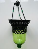 Orientalische Deko-Hängeampel / Windlicht aus grünem Glas