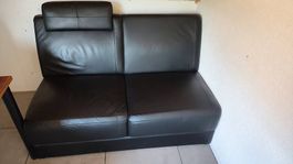 Schwarzes Ledersofa  kompakt & bequem