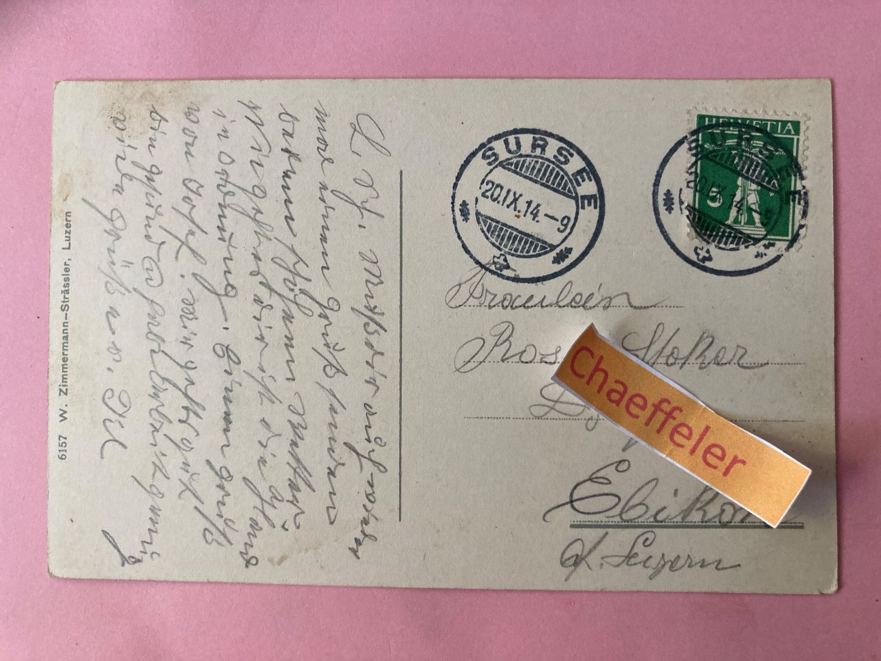 Cartoline postali: 1914 Treib an Vierwaldstättersee – Usato da Zürich venduto da Chaeffeler 1