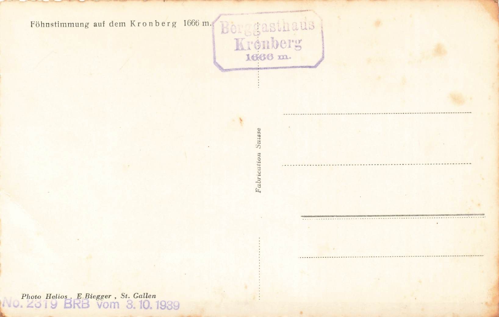 Cartoline postali: Föhnstimmung auf dem Kronberg – Usato da Biasca venduto da Blenio71 1