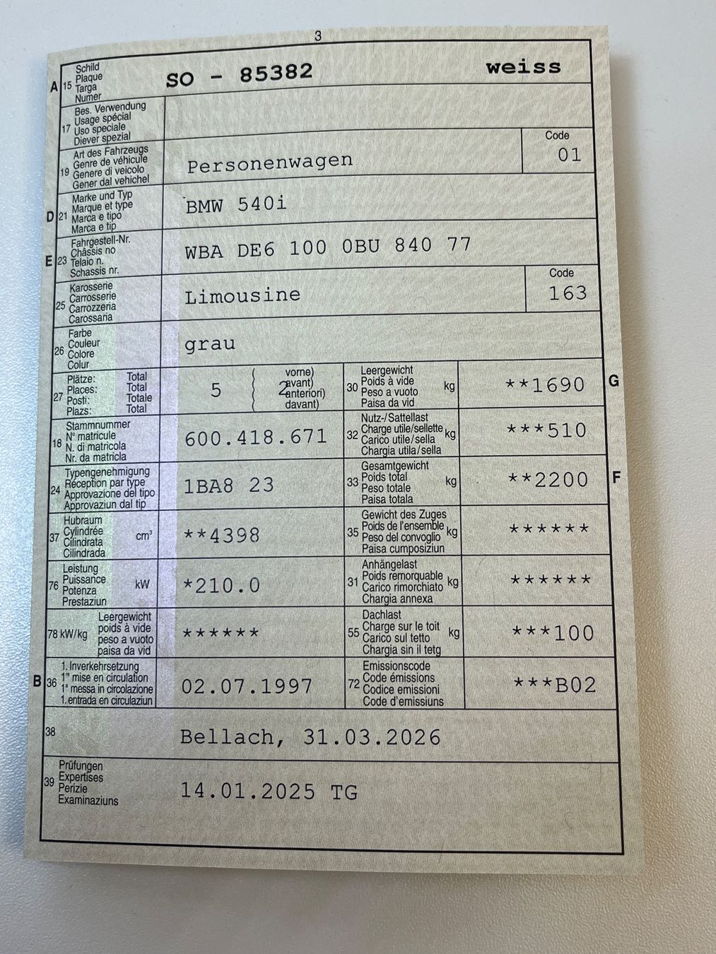 BMW Autos: BWM e39 540i Projektauto – Defekt aus Solothurn von MagnaLab 8
