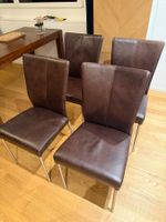 4x Stühle aus Büffelleder mit Edelstahlfüssen in Top Zustand