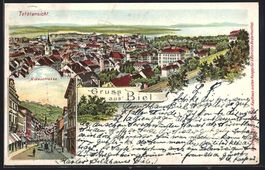 Litho Biel, Nidaustrasse, Totalansicht d