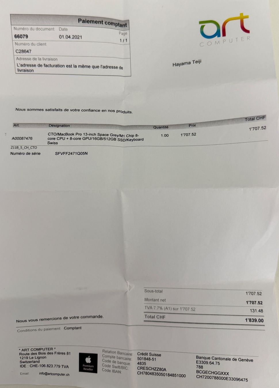 Apple Notebooks: MacBook Pro 13 pouces – Gebraucht aus giffers von sev_c9x9 9