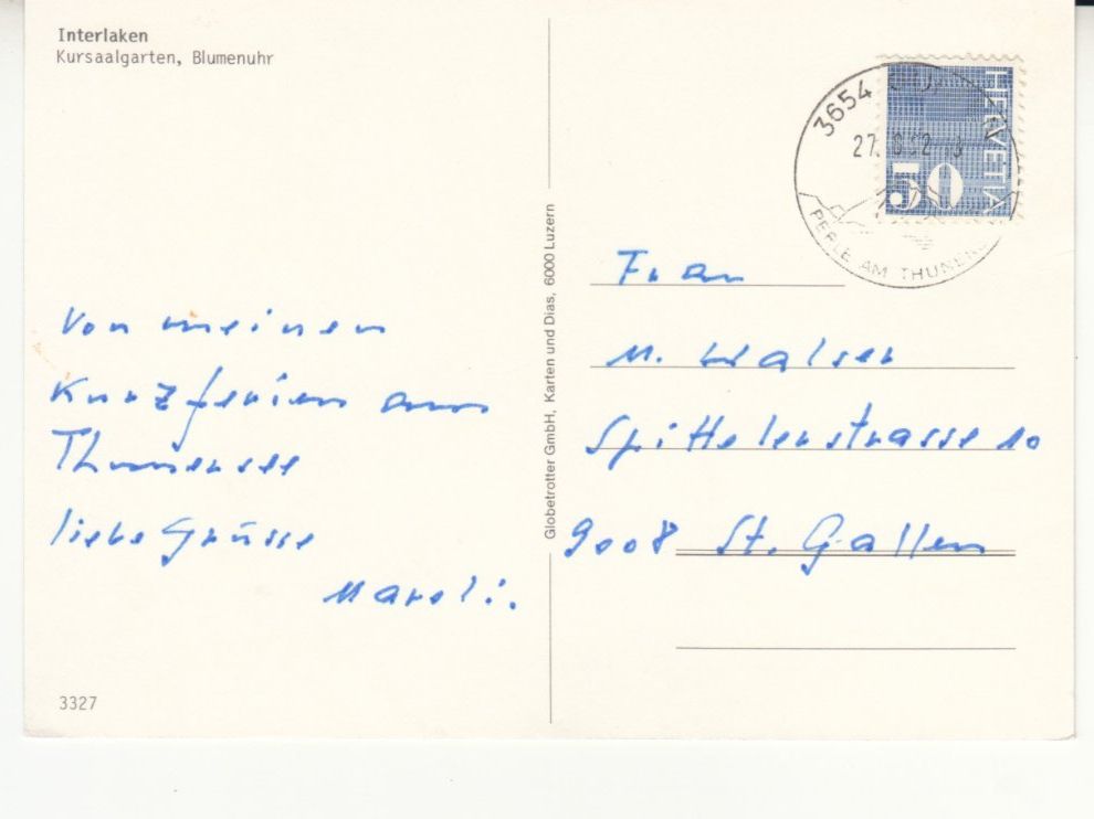 Cartoline postali: Interlaken 1992 – Usato da Bürglen TG venduto da StampGraf 1