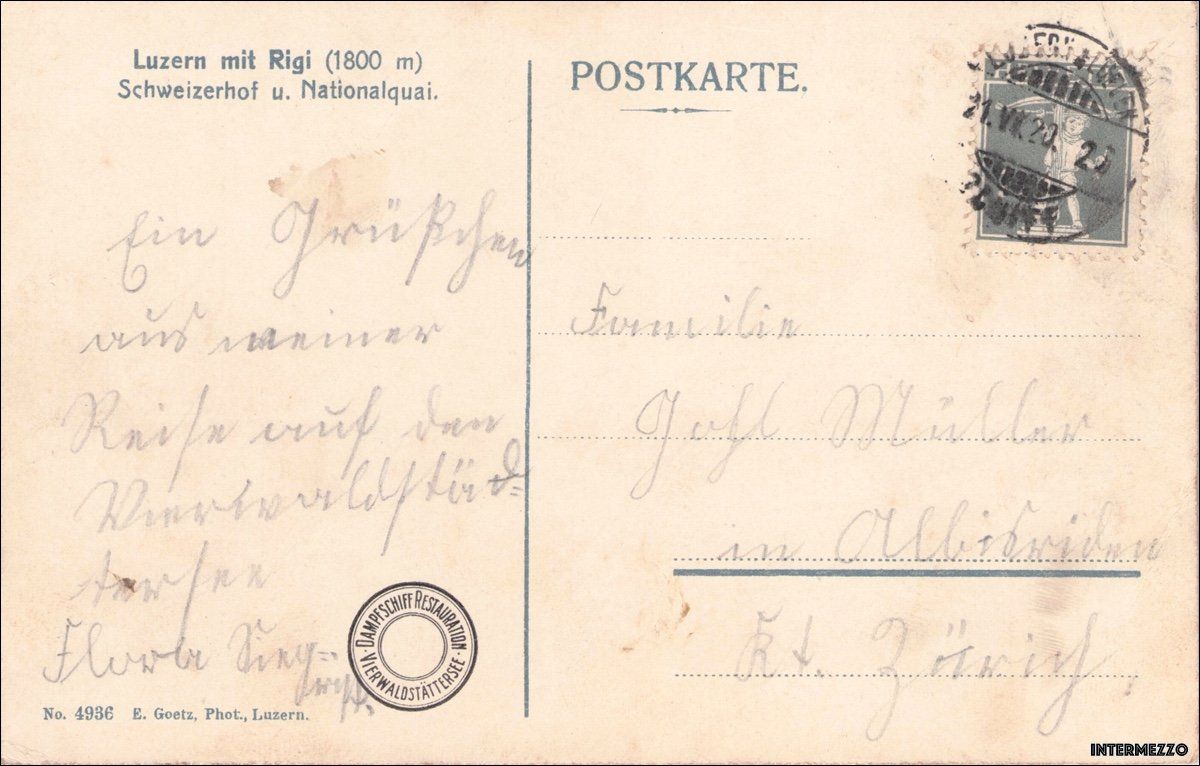 Cartoline postali: Luzern // 1920 Dampfschiff Rigi – Usato da Basel venduto da intermezzo12 1