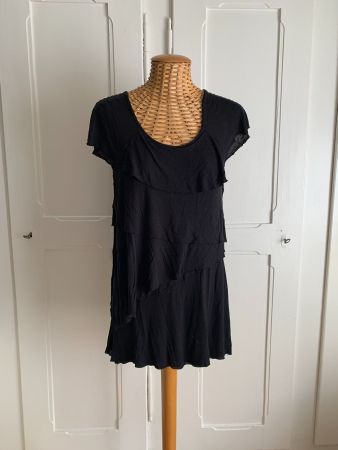 Lagenlook Longtop schwarz fliessend - S