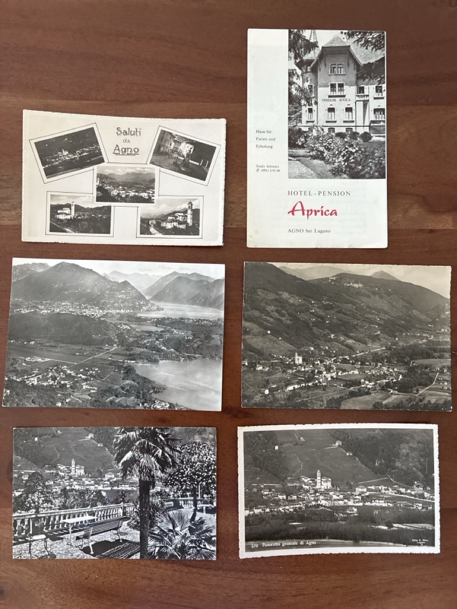 Cartoline postali: 10 Ansichtskarten Schweiz von Agno TI & 1 Prospekt – Usato da Oftringen venduto da Cla.vD.74