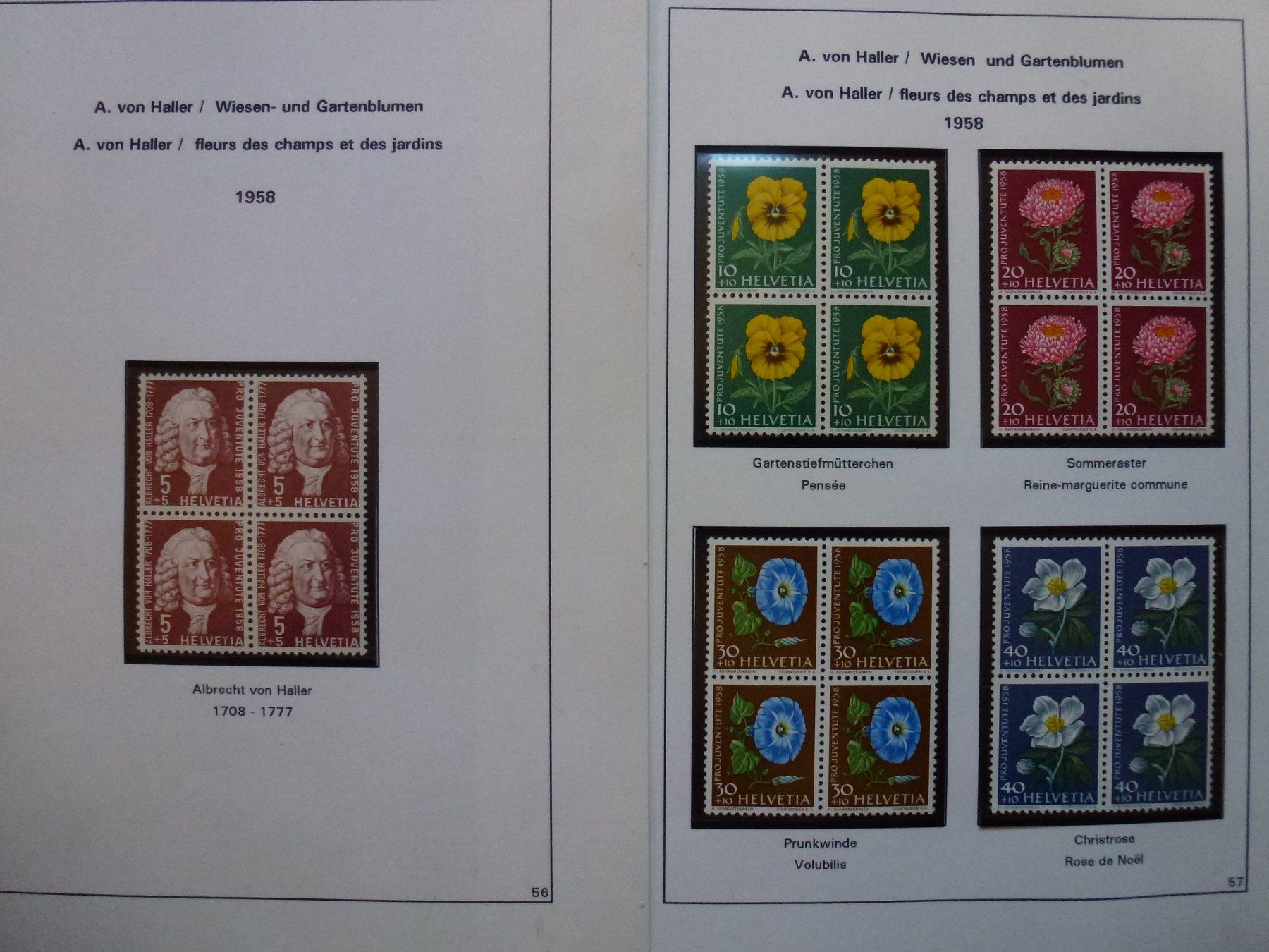 Tutti i francobolli: Sammlung 4er Blöcke Pro Juventute 1958 + 1959 Postfrisch – Usato da Walkringen venduto da Casablanca777 1