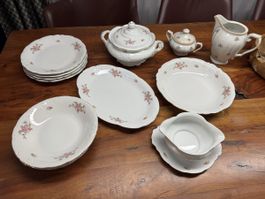 Wawel Porzellan Vintage Geschirr-Set mit Rosenmuster,