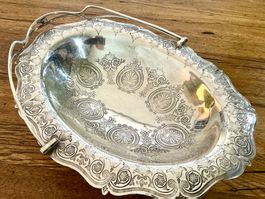 JUGENDSTIL KONFEKTSCHALE VERSILBERT VERM.ENGLAND UM 1900
