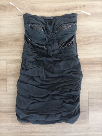 Cocktail Partykleid schwarz schulterfrei, Grösse XS, schwarz