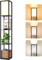 Stehlampe mit Regal Holz Schwarz 162 cm 3 Farbtemperaturen