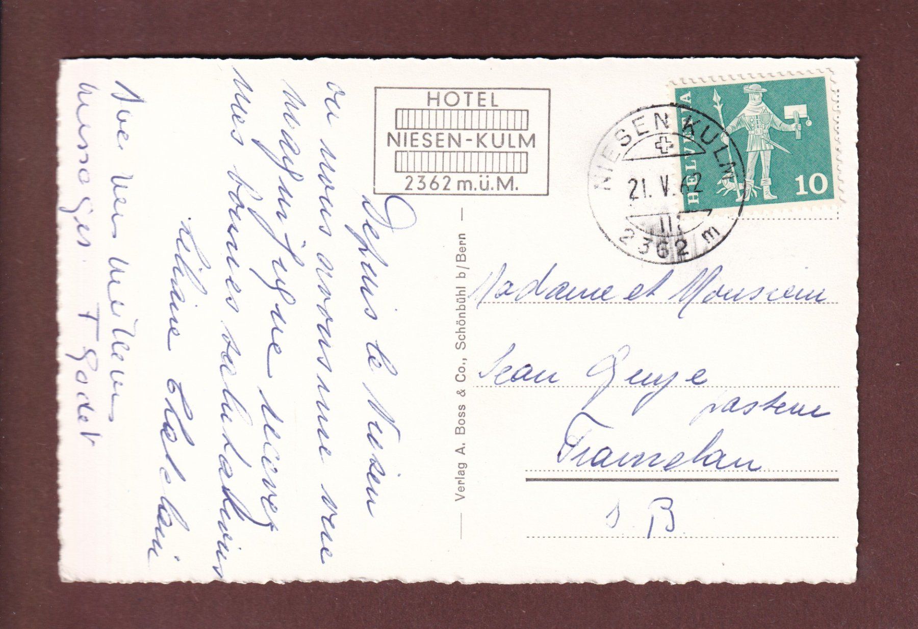 Ansichtskarten: NIESEN KULM - 1962 – Gebraucht aus Pully von nicecards-shop 1