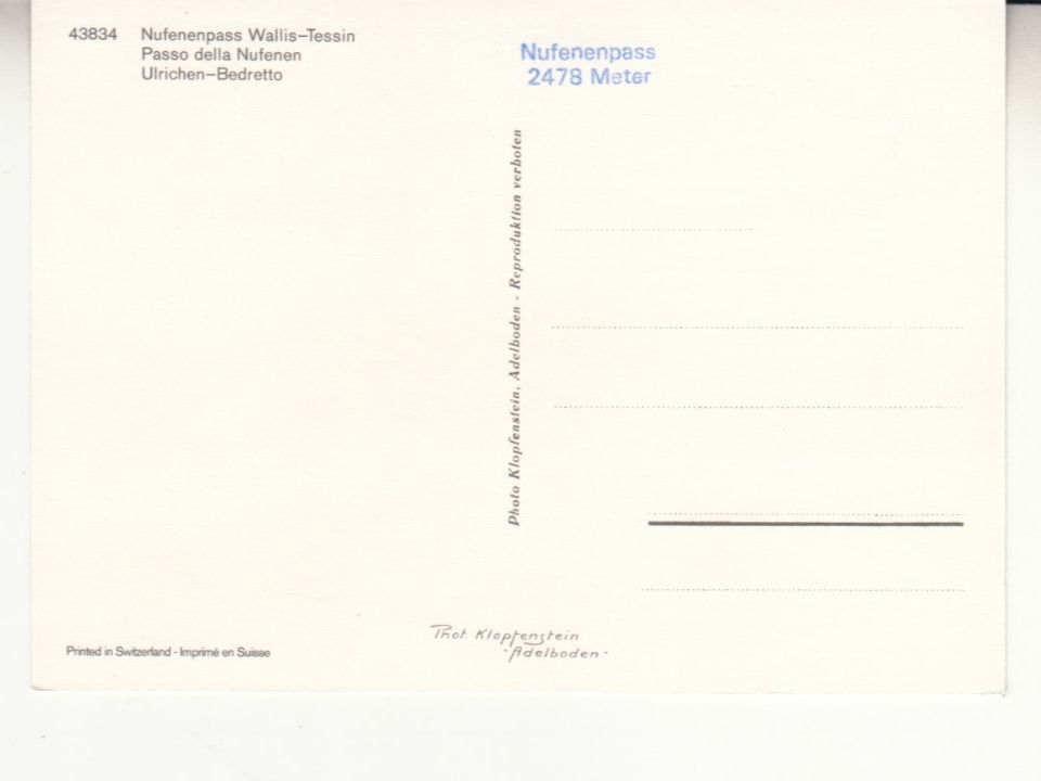 Ansichtskarten: Nufenenpass ca. 1970 – Gebraucht aus Bürglen TG von StampGraf 1