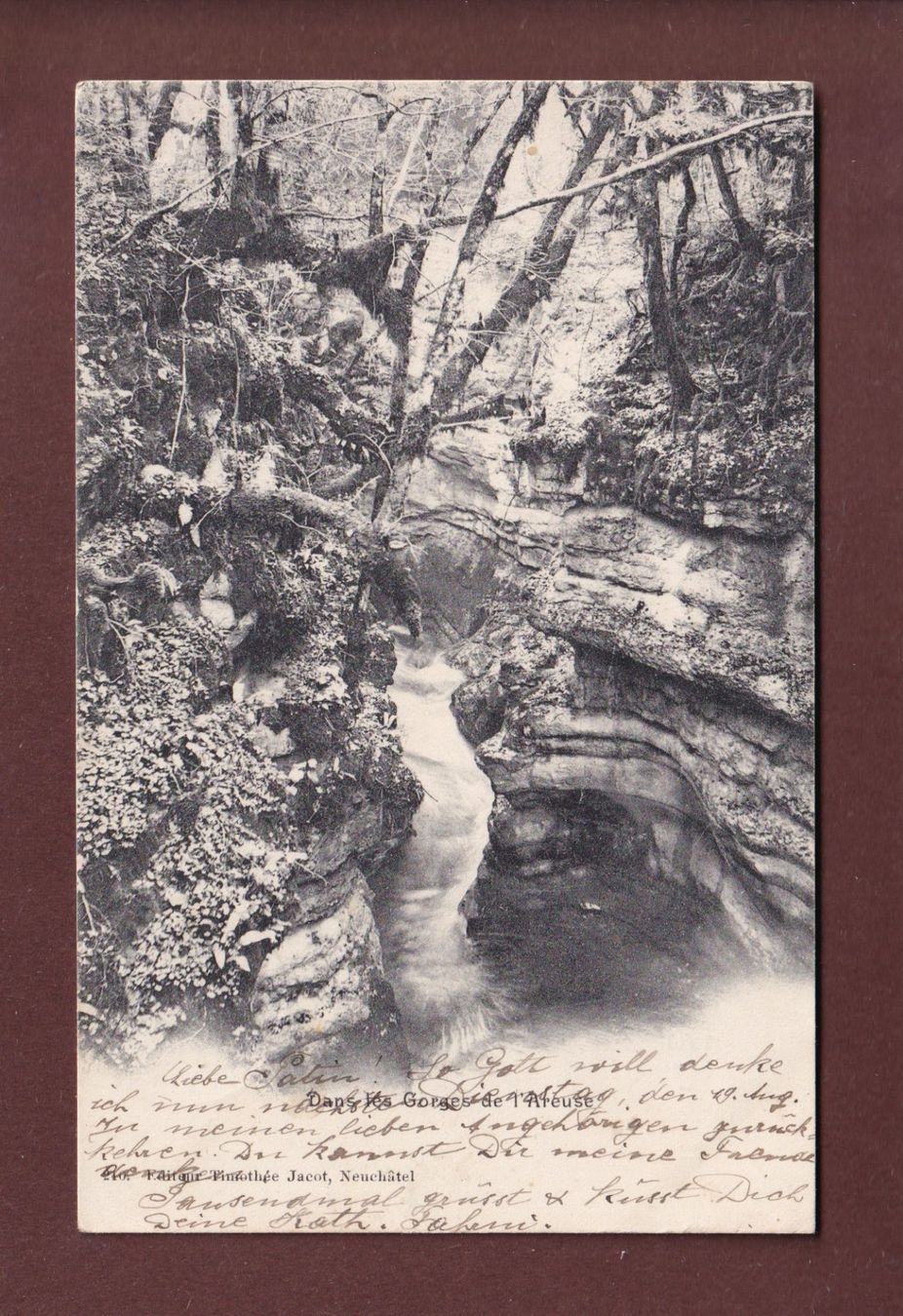 Cartoline postali: Dans les Gorges de l'AREUSE - 1902 – Usato da Pully venduto da nicecards