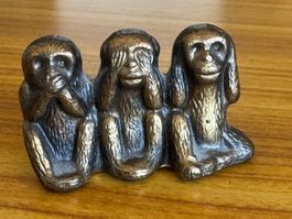 Weise Affen Peerage England Messing Skulptur Vintage 60/70er