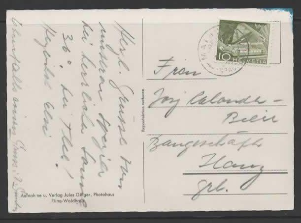 Cartoline postali: Schamserberg, Wergenstein, Mathon, Lohn - 1954 ?   (L – Usato da Ruggell venduto da Masescha 1
