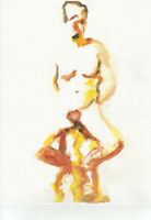 Aquarell: Old man sitting front