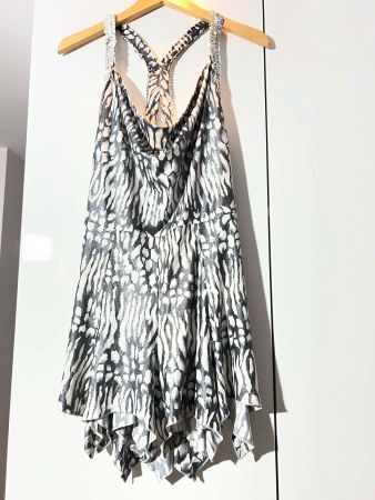 Summer Dress - Animal Print, Open Back, Size Small