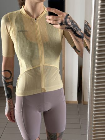 Jelenew Cycling Jersey - Pale Yellow - Size XS