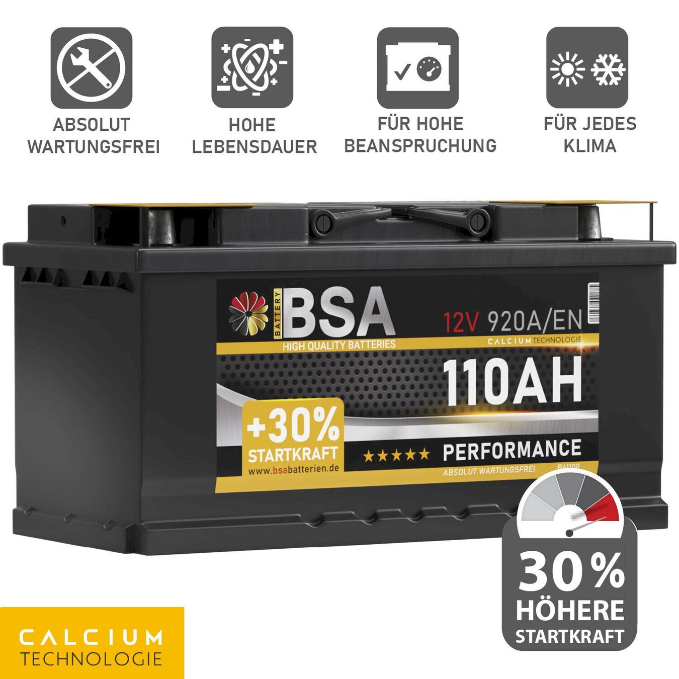 Batterie: BSA Performance Autobatterie 110AH 12V – Nuovo e nell'imballaggio originale da Bottighofen venduto da zaap 2